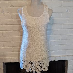 Lucky Brand White Crochet Sleeveless Blouse